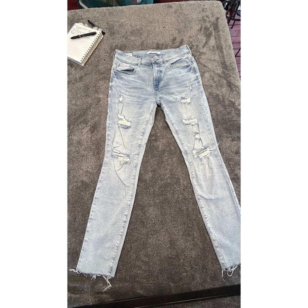 PacSun Stacked Skinny Distressed Light Wash Jeans Mens 30x32 Raw Hem